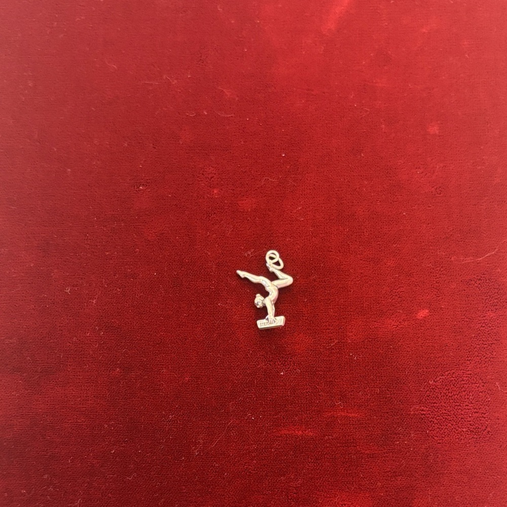 Gymnastics Charm Pendant in Sparkling Sterling Silver